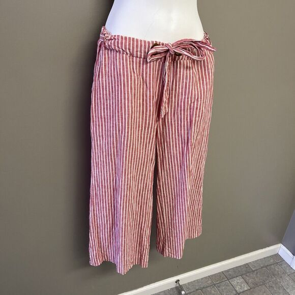 Michael Michael Kors Women Muted Red White StripePull-on Linen Blend Pants Sz 4 - Picture 3 of 10